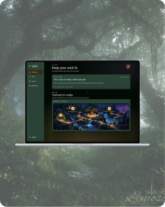 Wick role-play practice interface displayed on a MacBook